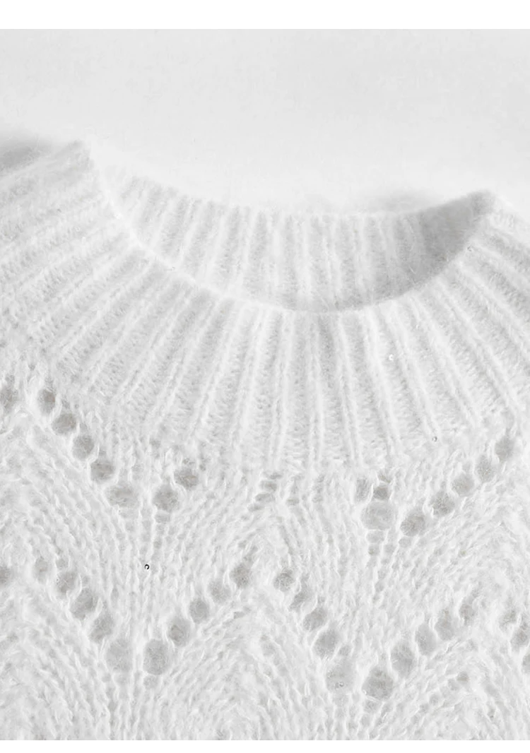 Suéter de Cachemir Calado · Cuello Redondo