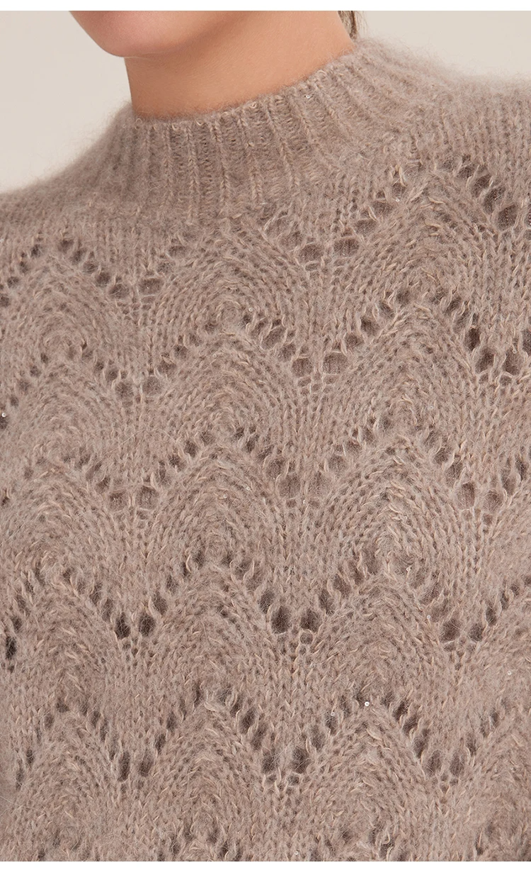 Suéter de Cachemir Calado · Cuello Redondo