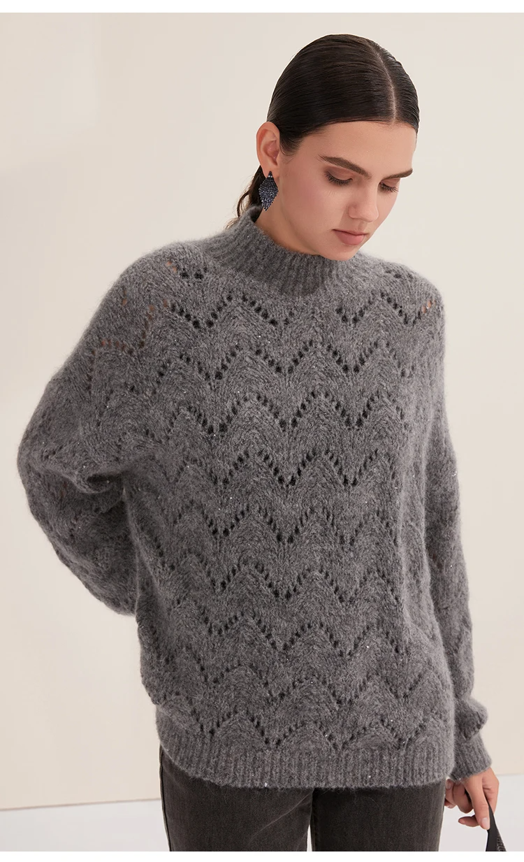 Suéter de Cachemir Calado · Cuello Redondo