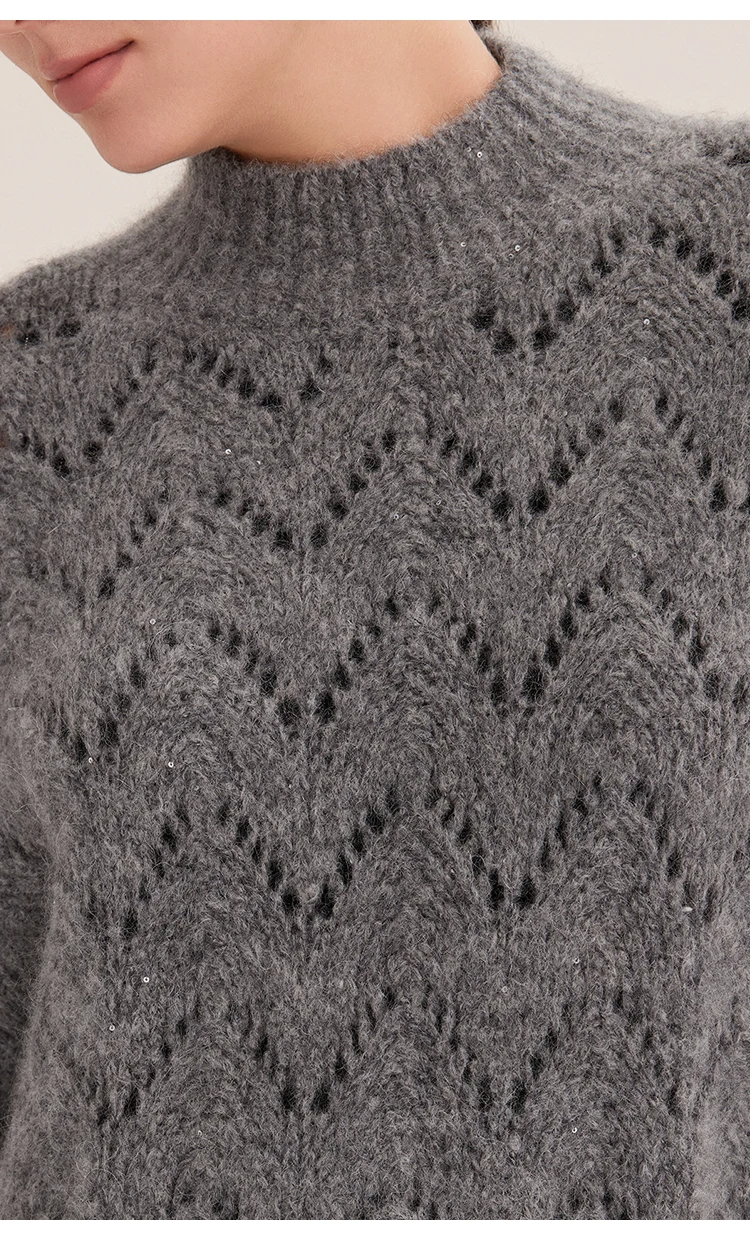 Suéter de Cachemir Calado · Cuello Redondo