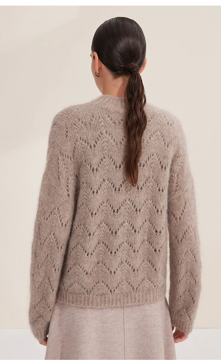 Suéter de Cachemir Calado · Cuello Redondo