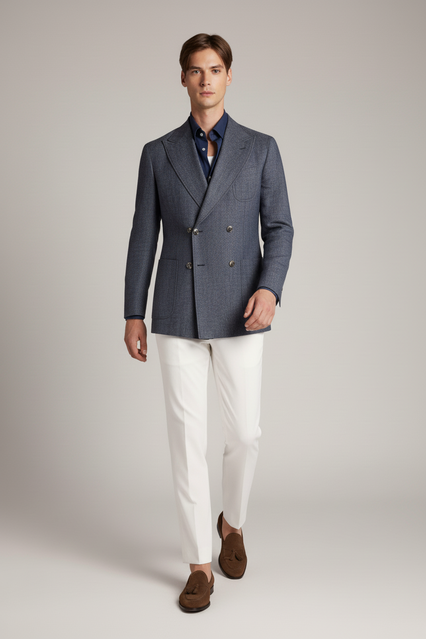 Traje de Lana Pura Doble Pecho · Corte Regular Italiano