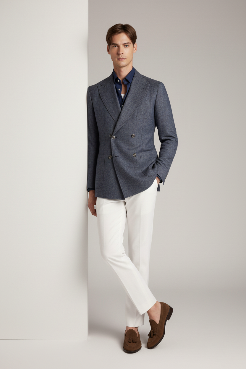 Traje de Lana Pura Doble Pecho · Corte Regular Italiano
