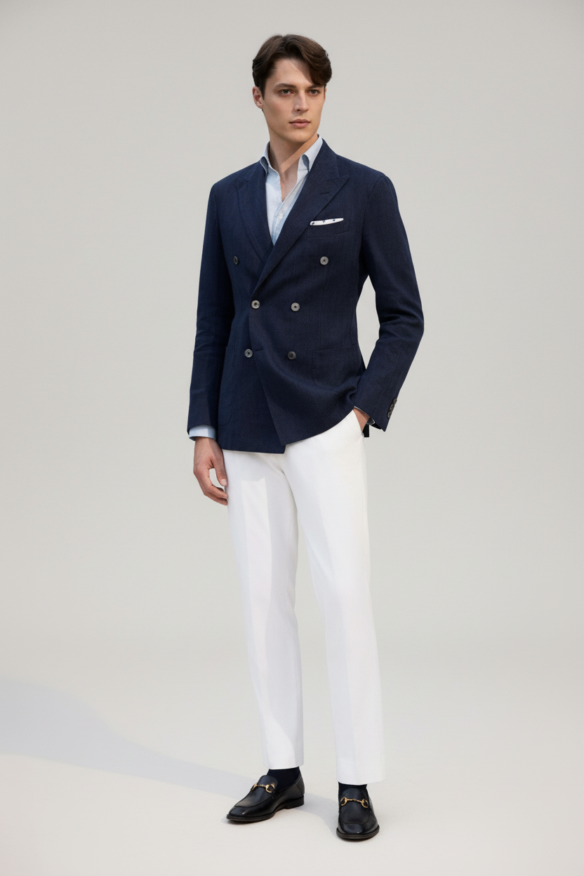 Traje doble pecho regular en lana