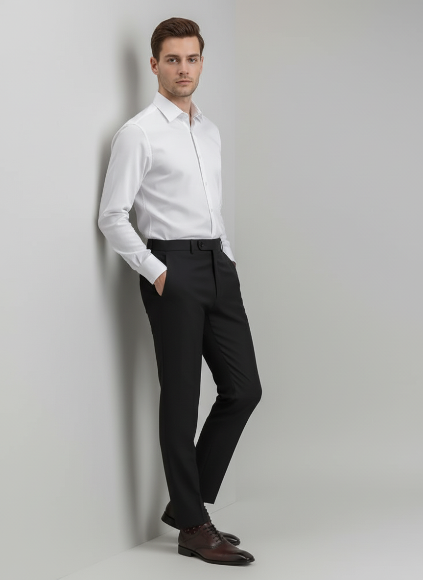 Pantalón de Lana con Lyocell – Corte Plano