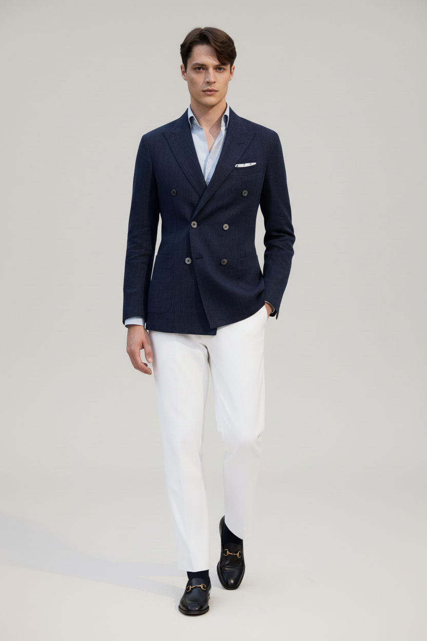 Traje doble pecho regular en lana