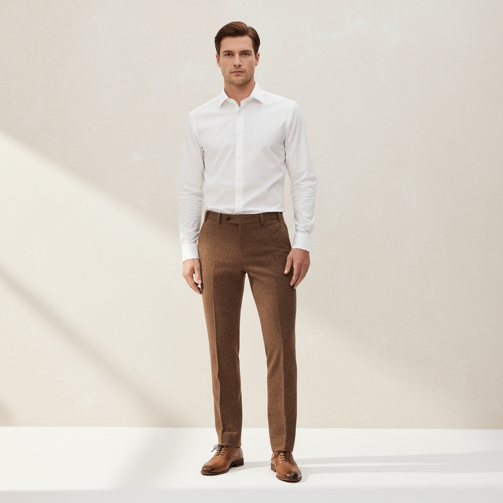 Pantalón regular en mezcla de lana
