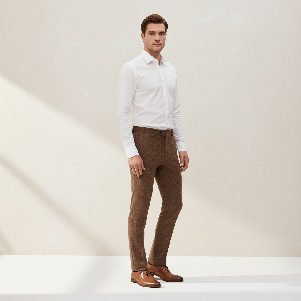 Pantalón regular en mezcla de lana