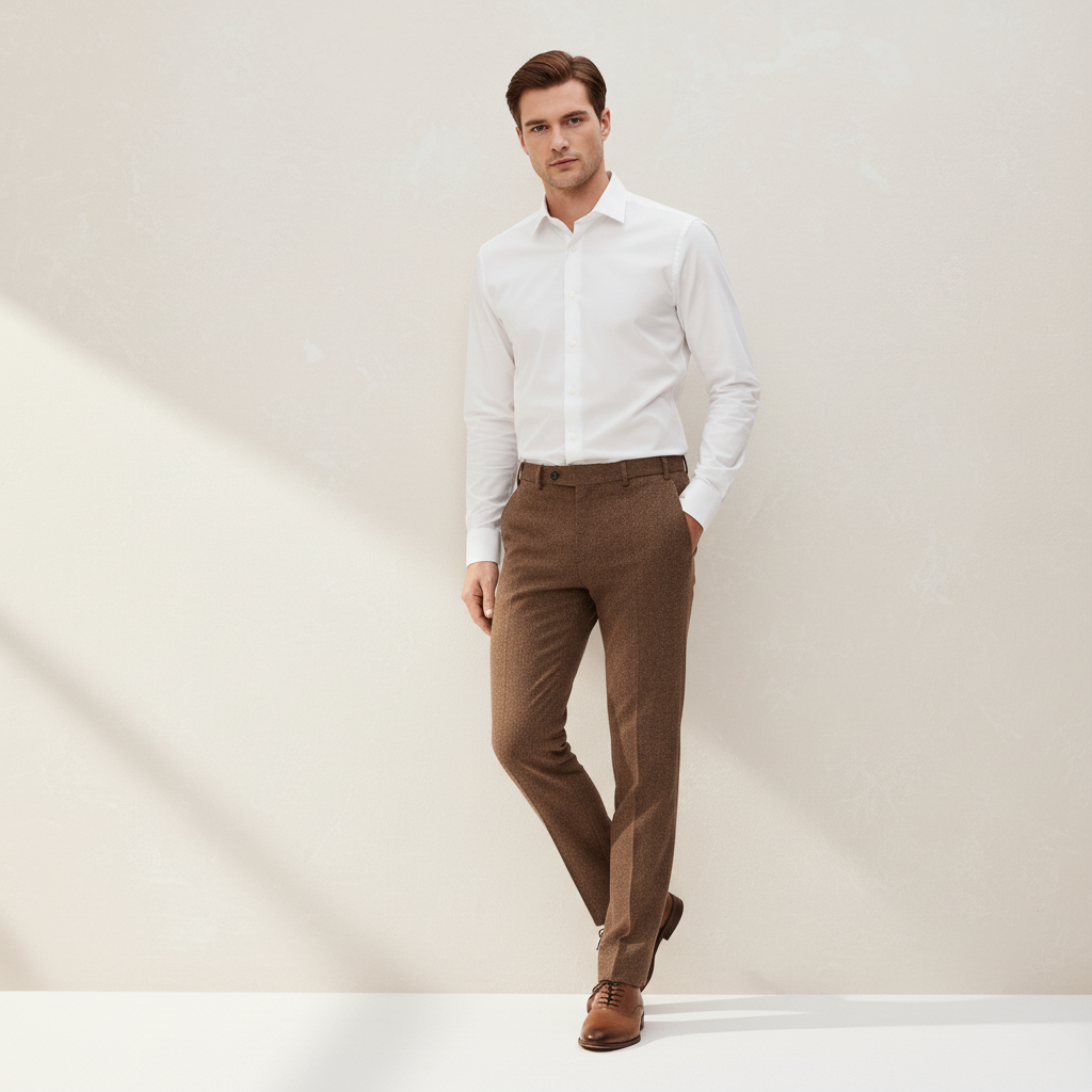 Pantalón regular en mezcla de lana
