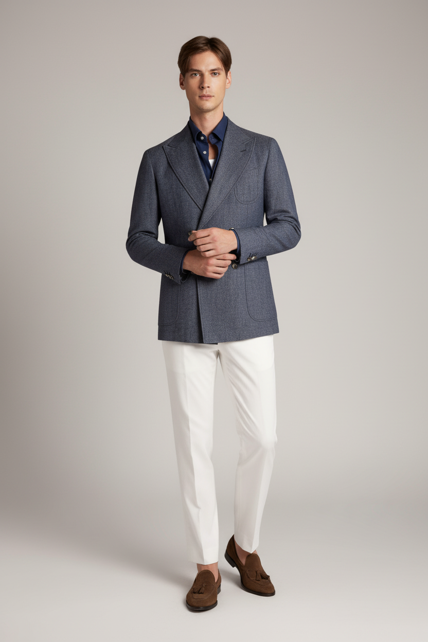 Traje de Lana Pura Doble Pecho · Corte Regular Italiano